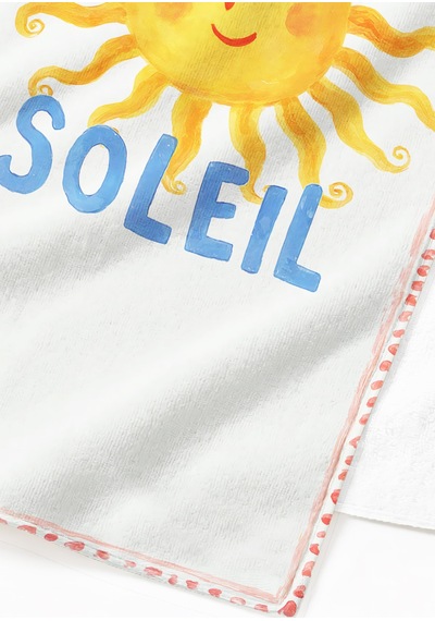 Güneş Temalı Bohem İtalyan Desenli Plaj Havlusu - Sarı Mavi Soleil Havuz Deniz Sahil Örtüsü Berrak Dalgası
