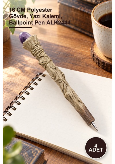 4 Adet Polyester Tükenmez Kalem 16 Cm Polyester Gövde, Yazı Kalemi, Ballpoint Pen Alk2444 -