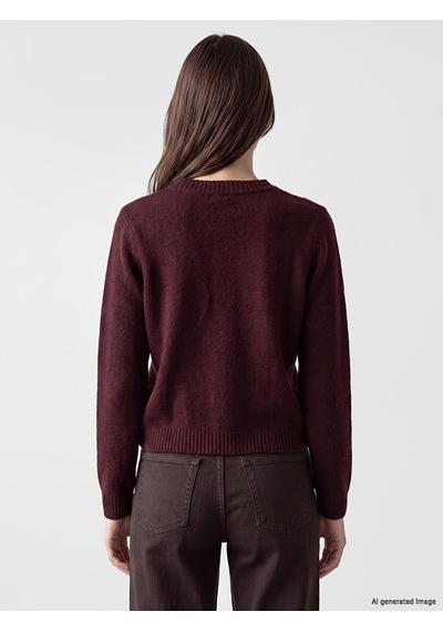 Lcw Modest Bordo Bisiklet Yaka Çiçek Nakışlı Kadın Triko Hırka