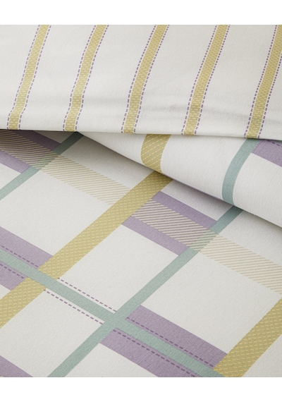 English Home Pop Grid Kolay Ütülenir Çift Kişilik Nevresim Seti 200x220 Cm Lila-yeşil