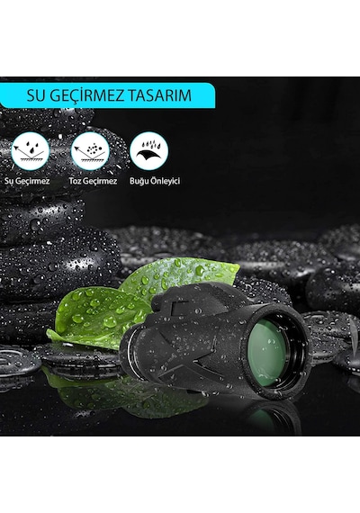 UpWay 80X100 Yüksek Çözünürlüklü Monoküler Teleskop Düşük Gece Gö Siyah