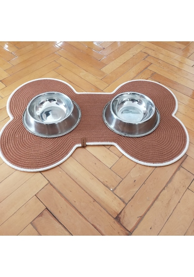 Taba-krem Kedi Köpek Kemik Şekli Mama Altlığı