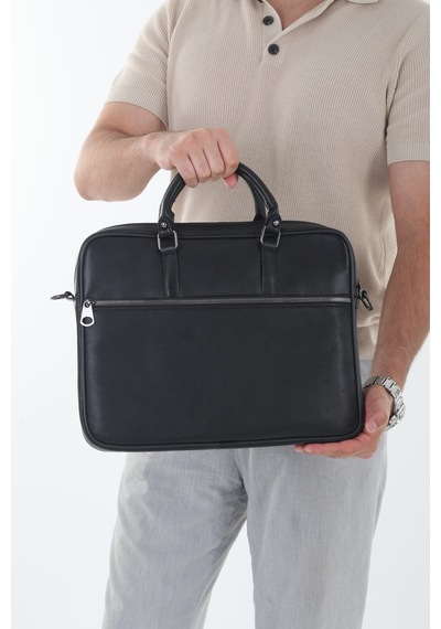Erzeno Hakiki Deri Laptop & Evrak Çantası - Siyah Unisex İş Çantası Siyah - 761747751 Siyah