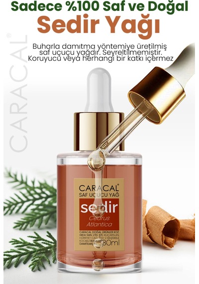 Caracal Doğal Sedir Ağacı Uçucu Yağı %100 Saf Sedir Ağacı Yağı 30 Ml Sedir Yağı