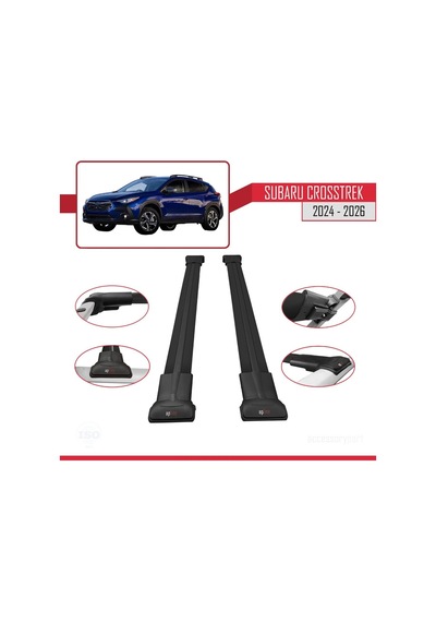 Accessorypart Subaru Crosstrek 2024 Ve Sonrası İle Uyumlu Fly Model Ara Atkı Tavan Barı Siyah 2 Adet