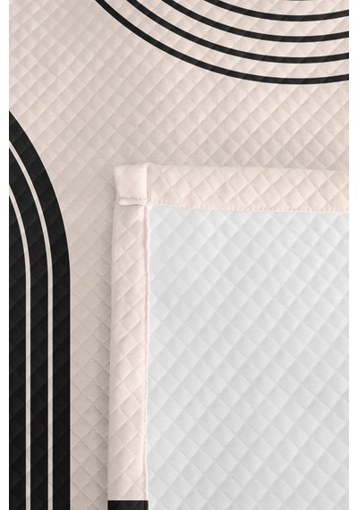 Siyah Geometrik Modern Genç Odası Tek Kişilik Pike Takımı - Hardal 160x220 Cm Kapitone Yatak Örtüsü Hafif Misk Dokusu