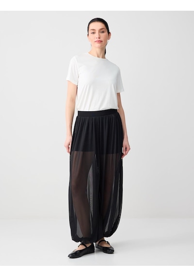 Jimmy Key Jimmy Key Siyah Rahat Kesim Normal Bel Lastikli Paça Mesh Pantolon 6sw185512900