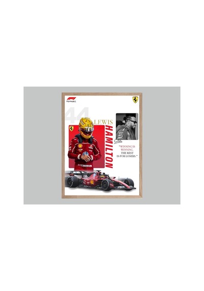 F1 Lewis Hamilton Ahşap Çerçeveli Tablo Çok Renkli - 864568045 Çok Renkli