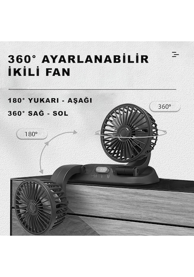 Araç Araba Otomobil Mini 2 Li Vantilatör Fan Pervane Soğutucu 12v Fan10