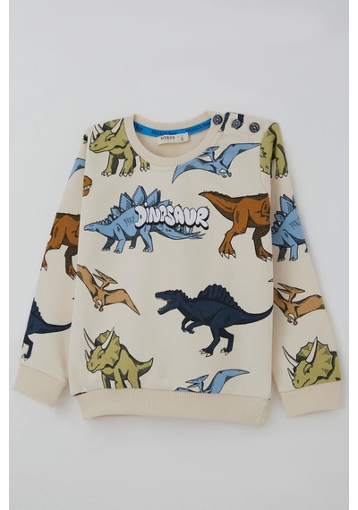 Breeze Erkek Çocuk Eşofman Takımı Kükreyen Güçlü Dinozorlar Desenli 1.5-5 Yaş, Krem