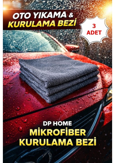 Dp Home Mikrofiber Oto Yıkama & Kurulama Bezi 40x40 Cm 3 Lü Set