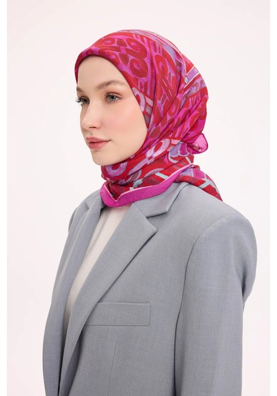 Silk Home Dört Mevsim Antik Motif Viskon Velora Eşarp 6421 Fuşya