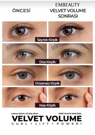 Embeauty Velvet Volume Power Maskara Hacimli Ve Kıvrık Kirpikler 000 Black