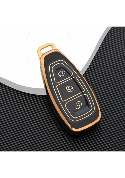 Ford Focus Fiesta Mondeo Kuga C Max B Max Gold Kenar Tpu Anahtar Kılıfı Siyah
