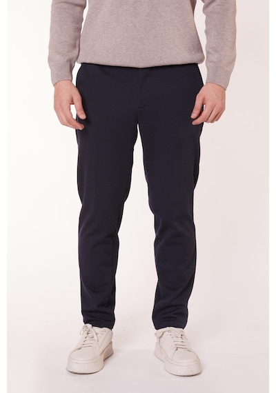 Braccas Erkek Yandan Cepli Beli Yarım Lastikli Slim Fit Chino Lacivert Pantolon Lacivert