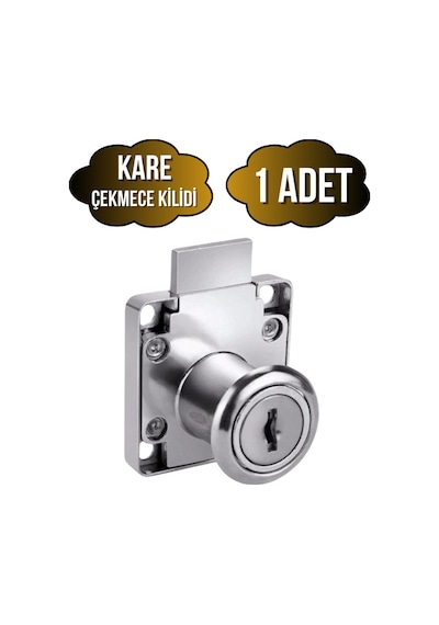 Kare Çekmece Kilidi Anahtarlı Dolap Mobilya Kilidi Kare 1 Adet Krom