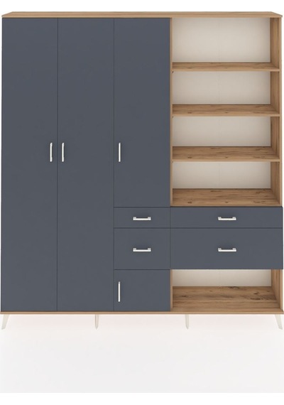 Arges Dolap 14 Raflı 4 Çekmeceli 4 Kapaklı 220x30x243 Çam-antrasit/antrasit Antrasıt/antrasıt Arges Dolap 14 Raflı 4 Çekmeceli 4 Kapaklı 220x30x243 Çam-antrasit/antrasit Antrasıt/antrasıt