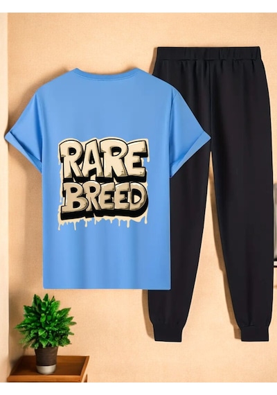 Uyguntarz Unisex Rare Breed Baskılı Eşofman Takımı Bebe Mavi