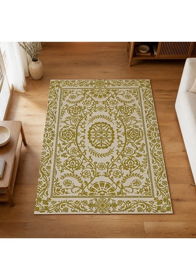 Kartela Halı Veso Halı Kaymaz Taban Makinede Yıkanabilir Halı Hardal Sarısı - 180 X 270 Cm