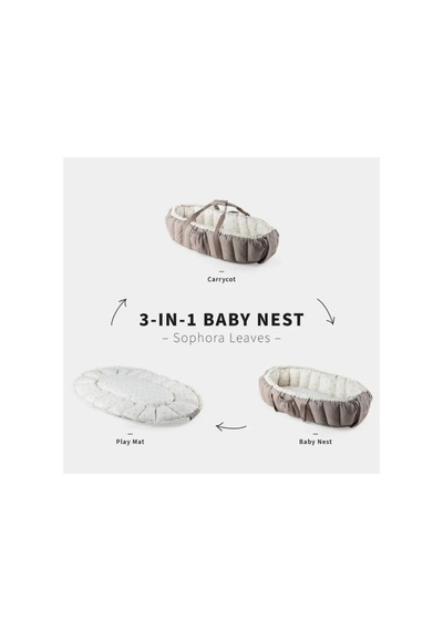 3'ü 1 Arada Portbebe , Babynest Ve Oyun Halısı Sebra Sophora Leaves Kahverengi