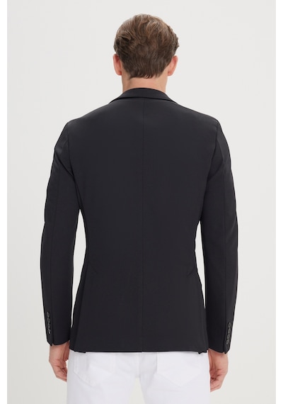 Ac&Co / Altınyıldız Classics Erkek Sıyah Slim Fit Dar Kesim Mono Yaka Casual Ceket Sıyah Siyah