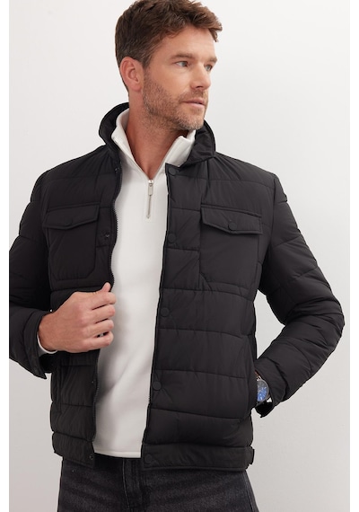 Tudors Erkek Regular Fit Klasik Kesim Çift Cepli Çıtçıt Kapamalı Siyah Mont-41602 Siyah