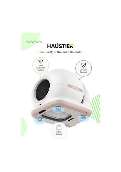 Haustier Cb001 Akıllı Otomatik Kedi Tuvaleti, App İle Kontrol, 75lt İç Hazne, 7lt Çöp Haznesi