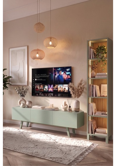 Yurudesign Puda 3 Kapaklı Tv Ünitesi Neon Ledli Kitaplık Seti 180cm Ahşap Ayaklı Ihlamur Yeşili Pd1-sy Yurudesign Puda 3 Kapaklı Tv Ünitesi Neon Ledli Kitaplık Seti 180cm Ahşap Ayaklı Ihlamur Yeşili Pd1-sy