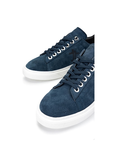 Tamer Tanca Erkek Hakiki Deri Mavi Sneakers & Spor Ayakkabı 04 4502-42 Erk Ayk Y25 Kot Mavı Suet Mavi