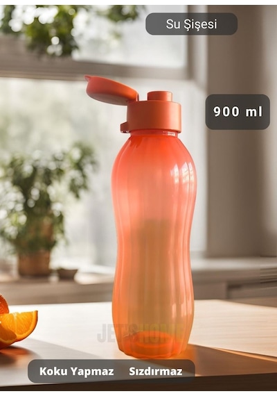 Su Şişesi Sızdırmaz Kapak Okul Matarası Bpa Free Suluk Orta Boy Kokusuz Matara Turuncu 900 Ml Turuncu