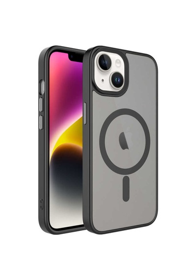 Apple Uyumlu iPhone 14 Kılıf Mat Arka Yüzey Wireless Şarj Özellikli Mkst Flet M-safe Kapak - Turuncu Turuncu