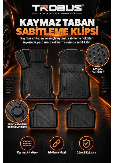 Bmw 4 Serisi F33 Cabrio 2017 Karbon Desenli Premium 3d Havuzlu Oto Paspas 4 Parça