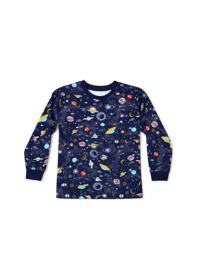 Zuzunga Astronot Temalı Pamuk Unisex Çocuk Pijama Takımı Lacivert2