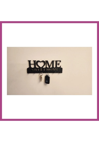 Gees Global 3d Baskı Home Sweet Home Yazılı Anahtarlık Duvar Askısı Kalpli Anahtar Askısı Siyah Gbzs