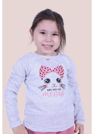 Fyk Kids Kız Çocuk Uzun Kol Sweatshirt Gri