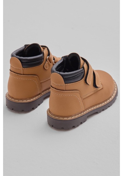 Tonny Black Kalın Termo Taban Sıcak Astarlı Çift Cırtlı Çocuk Unisex Camel Bot Tbrzn010 Camel