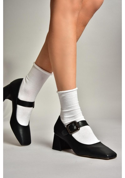 Fox Shoes T569613209 Siyah Kalın Topuklu Kadın Ayakkabı Siyah