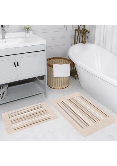 Rovigo Home Baskılı Kaymaz Taban 2 Li Banyo Paspas Takım Rvg5226-100X60-60X50 Çok Renkli