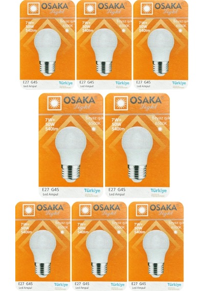 8 Adet Osaka 7w 50w Beyaz Işık E27 Duylu Kalın Duy Led Ampul