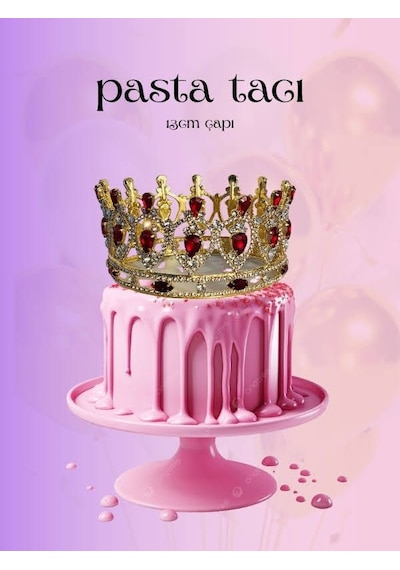 Pasta Tacı Doğum Günü Tacı Kraliçe Tacı Brithday Tacı Kına Düğün Tacı Damla Gold Gümüş Kaplama 13cm Gold