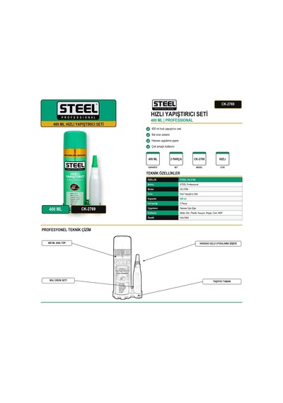 Steel 400 Ml Hızlı Yapıştırıcı Seti