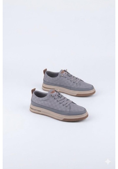 Pepita E385 Rahat Hafif Keten Özel Tasarım Spor Sneaker Erkek Ayakkabı Gri