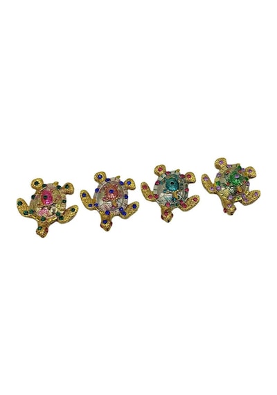 Kaplumbağa Magnet Dört Renk Kristal Taşlı Dörtlü Set