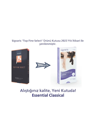 Sigvaris Essential Classical Topfine Select Varis Çorabı Ten Rengi Orta Ccl 2 S Açık Uzun