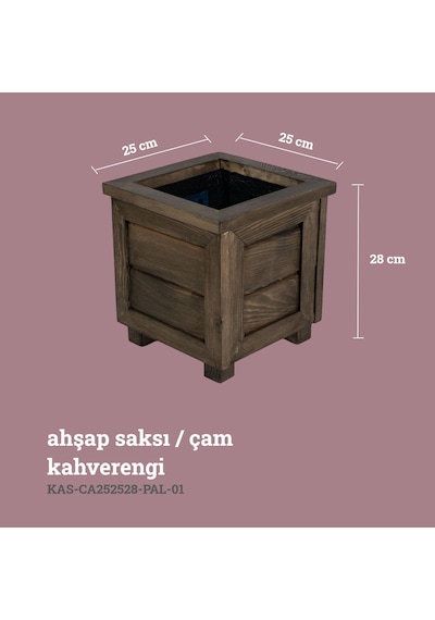 Kaf Ahşap Dekoratif Ahşap Saksı / Küçük Boy / Kahverengi