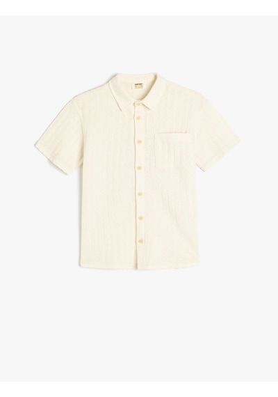 Koton Kısa Kollu Pamuklu Polo Yaka Oversize Tişört Ekru 5skb10220tk Ekru