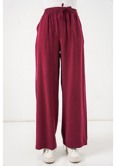 Bigdart Kadın Yüksek Bel Geniş Paça Pantolon 30097 - Bordo