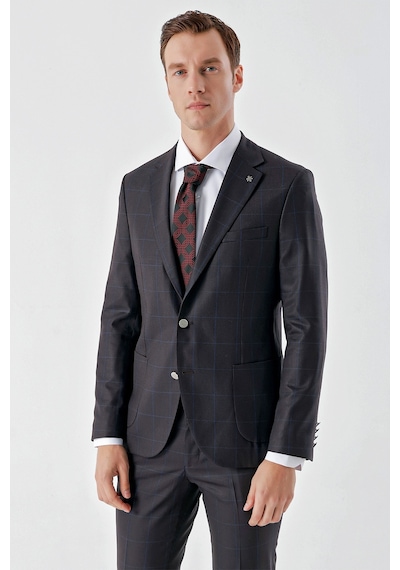 Morven Erkek Mürdüm Poliviskon Trend Ekoseli Slim Fit Mono Yaka Takım Elbise Mürdüm Morven Erkek Mürdüm Poliviskon Trend Ekoseli Slim Fit Mono Yaka Takım Elbise Mürdüm