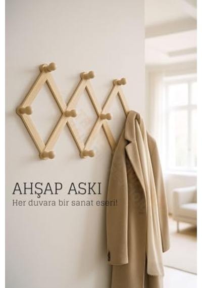 Üretimi Ahşap Askılık Duvara Monte Ahşap Duvar Askısı Kapı Arkası Askılık Natural Diğer