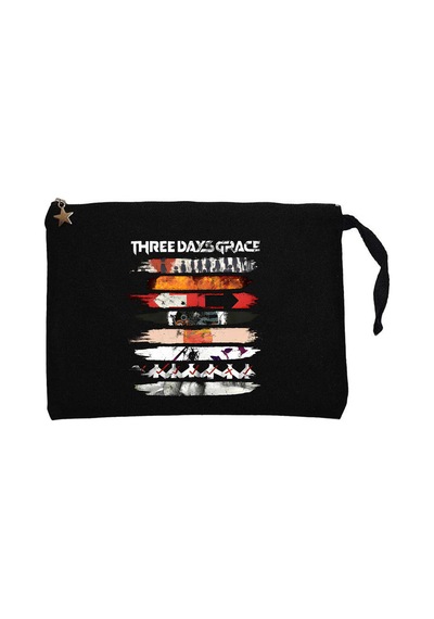 Three Days Grace Album Covers Siyah Clutch Astarlı Cüzdan / El Çantası